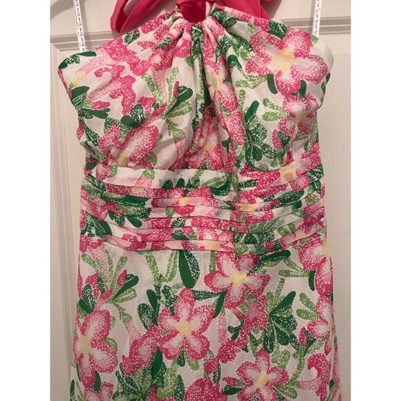LILLY PULITZER VINTAGE WHITE LABEL SILK & COTTON HALTER DRESS SZ4 SUMMER PERFECT - Picture 7 of 10